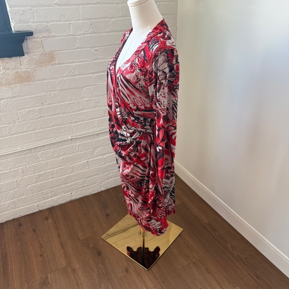 Vibrant Burnt Orange Abstract Long Sleeve Dress - Picture 5 of 5